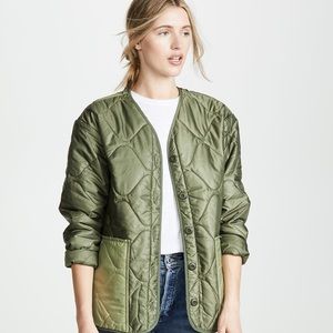 Anine Bing Andy quilted green bomber jacket M